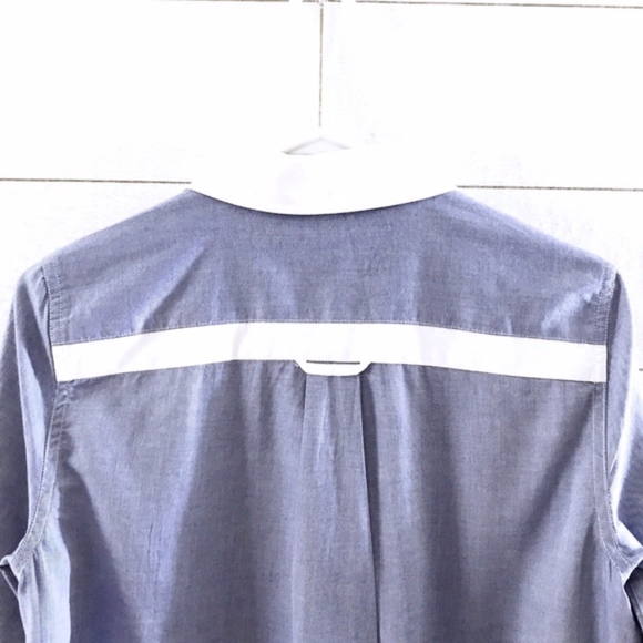 Tommy Hilfiger Blue White Long Sleeve Popover Top - Picture 7 of 8